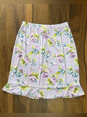 Vintage purple floral midi skirt with ruffle hem